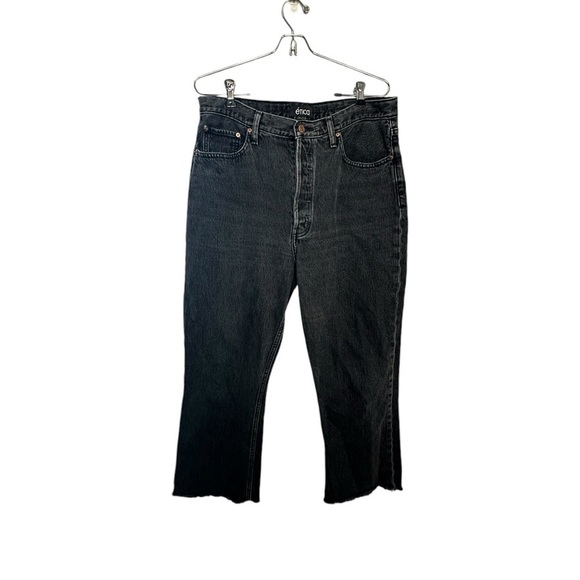 Etica Josie High Rise Crop Raw Hem Jeans 31 washed Black - Picture 3 of 9